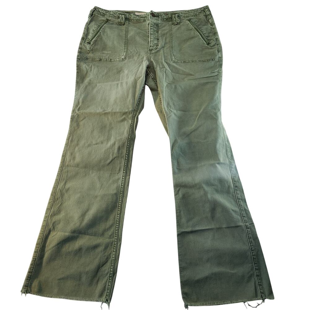 Pilcro Anthropologie Utility Flare Pants Army Olive Green 32